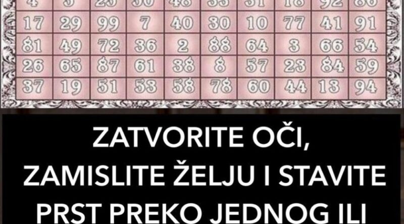 ZATVORITE OČI, ZAMISLITE ŽELJU I STAVITE PRST PREKO JEDNOG ILI DVA BROJA: Magična tabela snova prenosi vam važnu poruku!